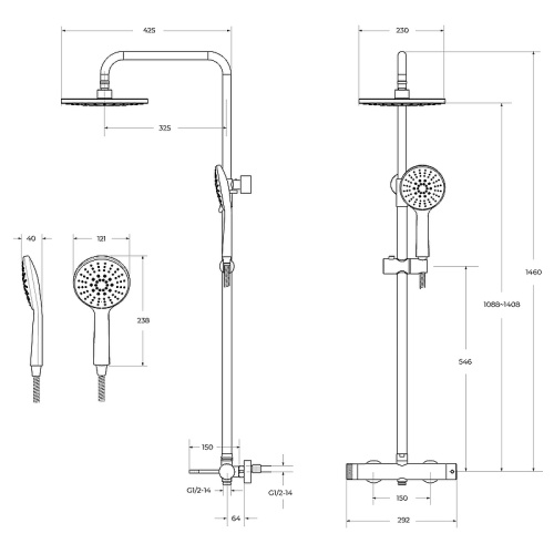 картинка Душевая система Cezares Relax RELAX-CD-BORO Брашированное золото от магазина Сантехстрой