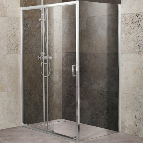 картинка Душевой уголок BelBagno Unique 115х100 UNIQUE-AH-1-100/115-100-C-Cr профиль Хром стекло прозрачное от магазина Сантехстрой