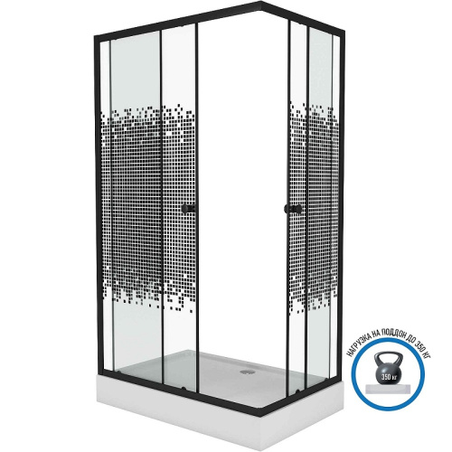картинка Душевой уголок Niagara Eco 100х80 NG-018-14Q BLACK профиль Черный стекло прозрачное с рисунком от магазина Сантехстрой