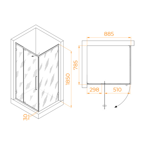 картинка Душевой уголок RGW CL-046B (900x800) от магазина Сантехстрой