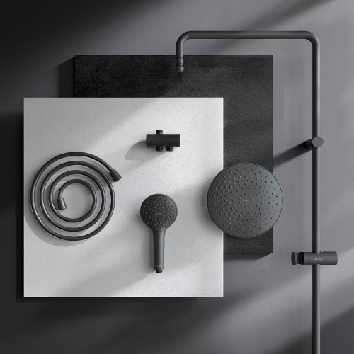 картинка F0790022 Gem,душ.система,набор:верхн.душ d220 мм, ручн.душ 1ф-ция d 110 мм, душ.штанга 1030-1460 мм, от магазина Сантехстрой