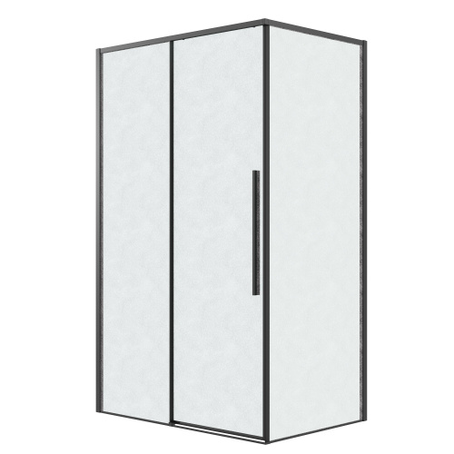 картинка Душевая перегородка 200.K33.01.80.21.02 Galaxy (80*195) черный матовый, стекло шиншилла, 1 место от магазина Сантехстрой