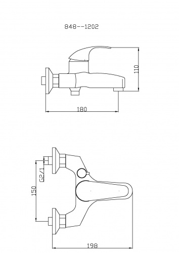 картинка Смеситель для ванны с душем TSARSBERG (TSB-848-1202) тип См-ВОРНШлА от магазина Сантехстрой