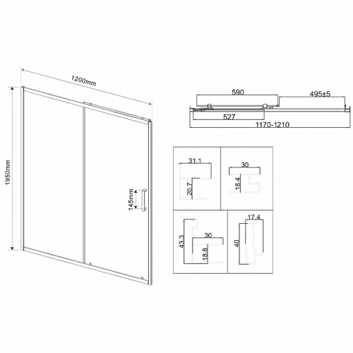 картинка Душевая дверь Vincea vds-5ct120cl от магазина Сантехстрой