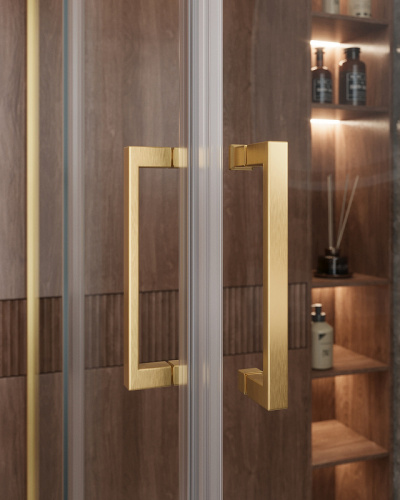 картинка Душевой уголок Cezares Molveno 120x120 MOLVENO-A-22-90+30-C-BORO-IV профиль Брашированное золото стекло прозрачное от магазина Сантехстрой