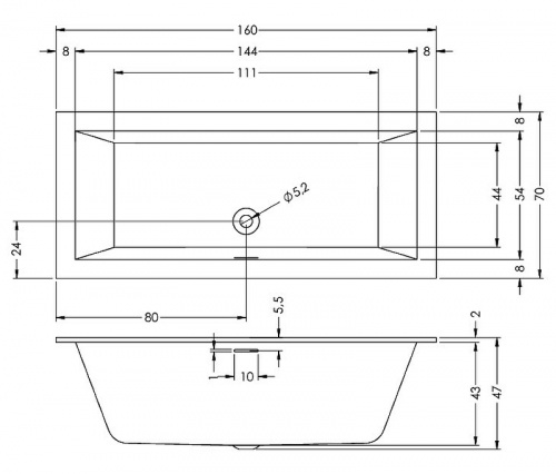 картинка Акриловая ванна Riho Rething Cubic 160х70 B104001005 (BR0600500000000) без гидромассажа от магазина Сантехстрой