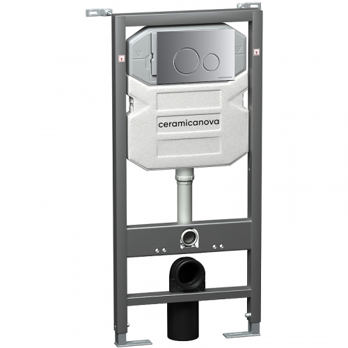 картинка Комплект унитаза с инсталляцией Ceramica Nova Metropol CN4002MB_1001M_1000 с сиденьем Микролифт и клавишей смыва Хром матовый от магазина Сантехстрой