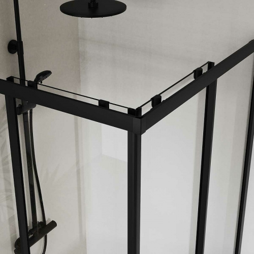 картинка Душевой уголок Vincea City 100х80 VSS-5CT8010CLB профиль Черный стекло прозрачное от магазина Сантехстрой