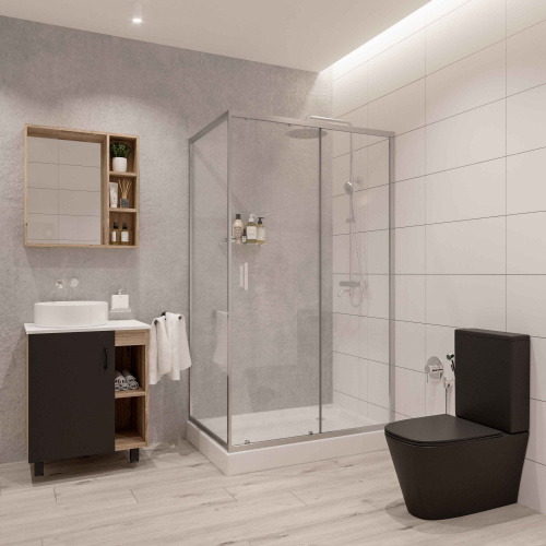 картинка Душевое ограждение Niagara Nova NG-6612-08 (120х80х195) прямоугольник,хром,дверь раздвижная,стекло прозрачное,1 место от магазина Сантехстрой