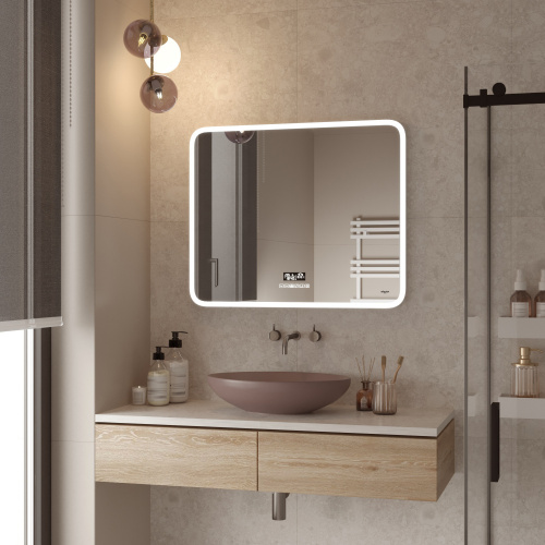 картинка Зеркало Reflection Party с LED подсветкой, сенсором, музыкальным блоком (BT, FM), подогревом 900х700 от магазина Сантехстрой