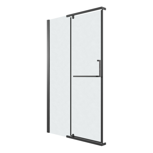 картинка Дверь в нишу 100.K33.03.100.21.02 Pragma (100*195) черный матовый, стекло шиншилла, 1 место от магазина Сантехстрой