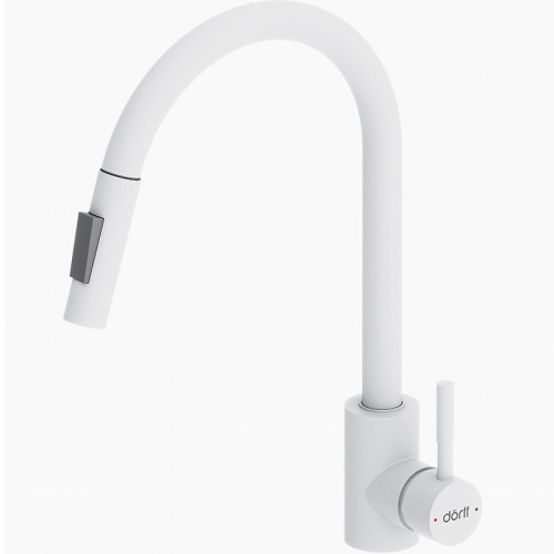 картинка D3007533 Logic Кухонный смеситель  с вытягивающимся изливом, белый от магазина Сантехстрой