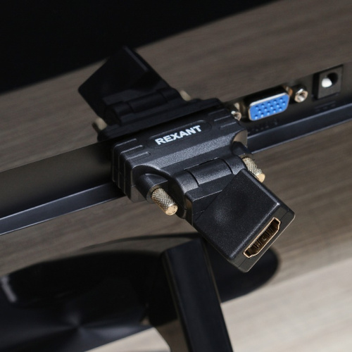 картинка Переходник поворотный,  штекер DVI-D - гнездо HDMI REXANT от магазина Сантехстрой