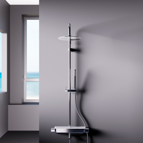 картинка 936760000 Scandinavian Pure душевая программа с ванно  душевым ТМС смесителем полкой, хром от магазина Сантехстрой