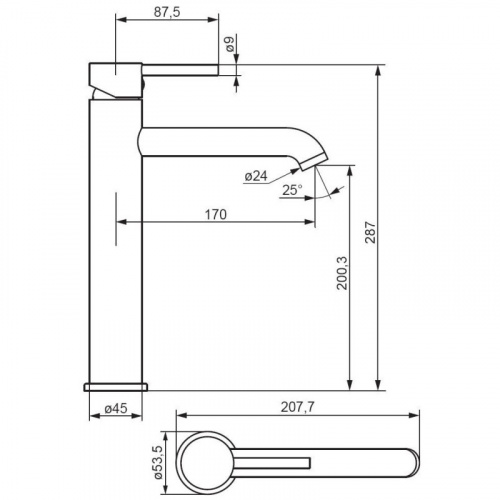 картинка 360250300 Scandinavian Pure, смеситель для раковины высокий, чёрный от магазина Сантехстрой