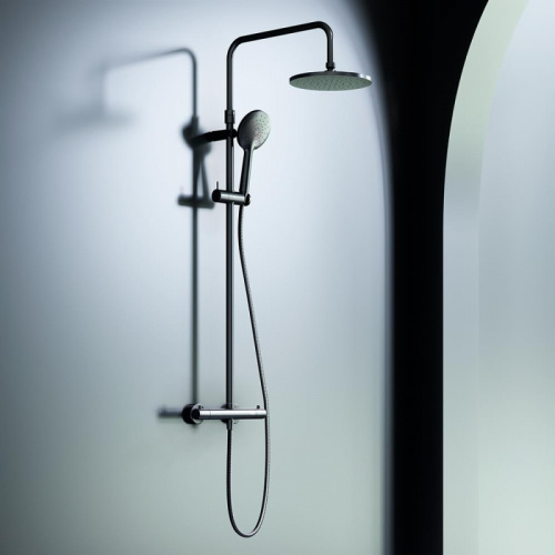 картинка DX218091300 Option, душевая система с ТМС для душа: верхний душ 230мм, ручной душ 120мм, ЧЁРНАЯ, 1 р от магазина Сантехстрой