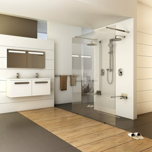 картинка Душевая перегородка Ravak Walk-In Free 130 GW9FJ0C00Z1 профиль Хром стекло Transparent от магазина Сантехстрой