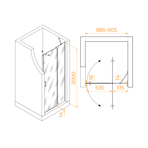 картинка Душевая дверь RGW HO-014B 900 от магазина Сантехстрой