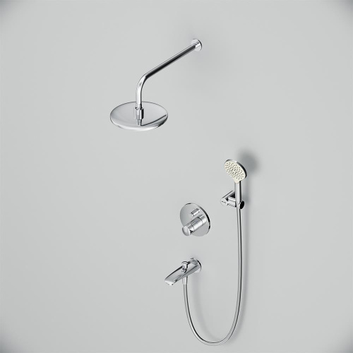 картинка Набор: смеситель TouchReel для ванны и душа, верхний душ с держателем, душевой набор и излив на ванну от магазина Сантехстрой