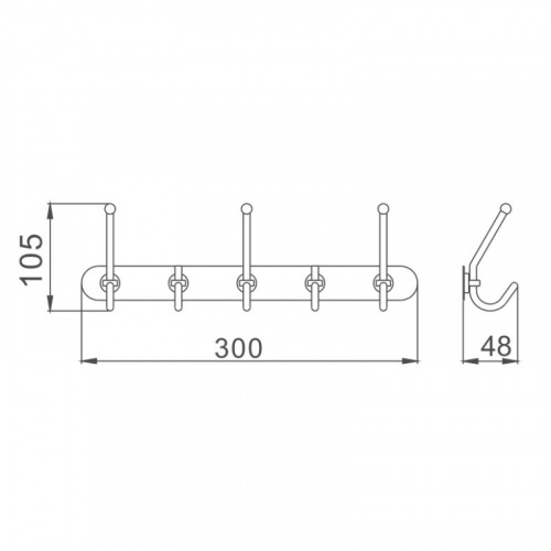 картинка Планка с крючками для полотенец Haiba хром (HB201-5) от магазина Сантехстрой