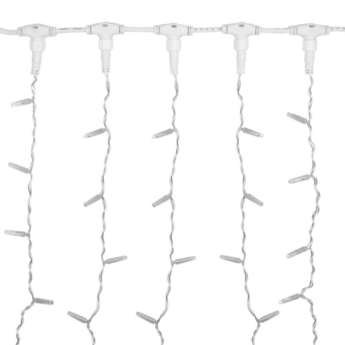 картинка Гирлянда светодиодная Занавес (Дождь),  2х1,5м,  192 LED БЕЛЫЙ,  прозрачный ПВХ,  IP65, эффект мерцания,  230В,  соединяется (шнур питания в комплекте) от магазина Сантехстрой