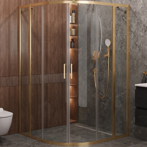 картинка Душевой уголок Cezares Molveno 120x120 MOLVENO-R-22-90+30-C-BORO-IV профиль Брашированное золото стекло прозрачное от магазина Сантехстрой