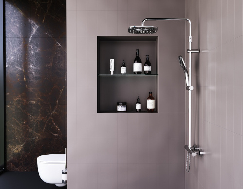 картинка DX218092000 Option, душевая система с ТМС для душа: верхний душ 230*230мм, ручной душ 120мм, 3 режим от магазина Сантехстрой