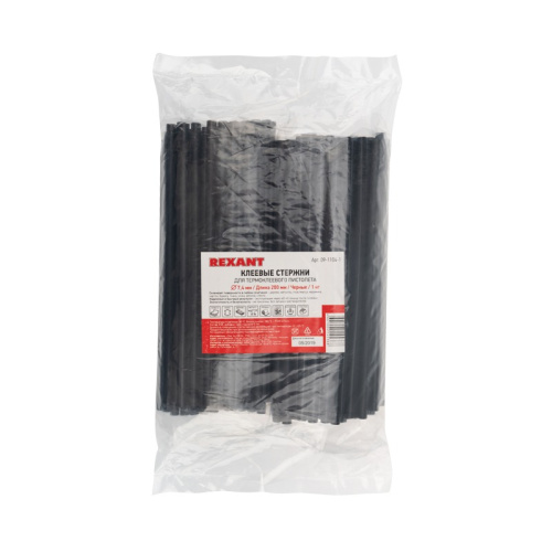 картинка Стержни клеевые Ø7мм,  200мм,  черные,  1кг (0,5кг + 0,5кг),  пакет REXANT от магазина Сантехстрой