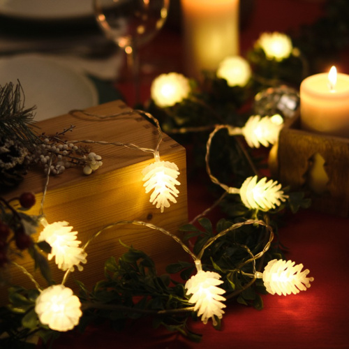 картинка Гирлянда светодиодная Шишки 5 м,  30 LED,  прозрачный ПВХ с контроллером,  цвет свечения теплый белый NEON-NIGHT от магазина Сантехстрой