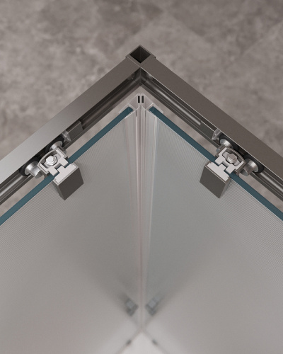 картинка Душевой уголок Cezares Molveno 110x110 MOLVENO-A-22-90+20-P-GM профиль Оружейная сталь стекло рифленое от магазина Сантехстрой