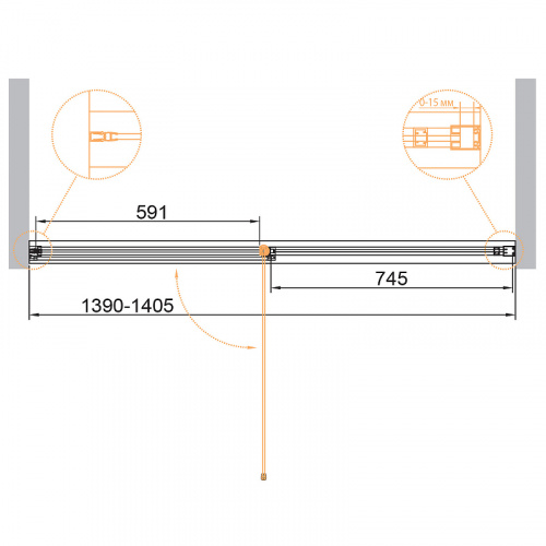 картинка Душевая дверь Cezares Urban 140 URBAN-B-12-140-C-NERO профиль Черный матовый стекло прозрачное от магазина Сантехстрой