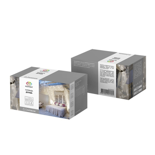 картинка Гирлянда светодиодная Дождь 1.5х1.5 м 144 LED,  прозрачный ПВХ,  с контроллером,  холодное белое свечение NEON-NIGHT от магазина Сантехстрой