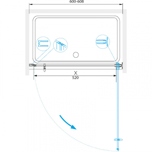 картинка Душевая дверь RGW Hotel HO-011 60 350601106-11 профиль Хром стекло прозрачное от магазина Сантехстрой