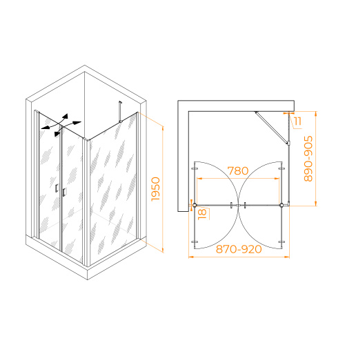 картинка Душевой уголок RGW PA-134B (PA-104B + Z-050-2B + O-204B) от магазина Сантехстрой