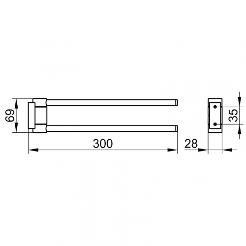 картинка Полотенцедержатель Keuco Plan 14919 370000 двойной Черный матовый от магазина Сантехстрой