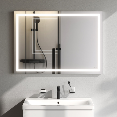 картинка M91AMOX1001WG Универсальное зеркало настенное с контурной LED-подсветкой, 100 см от магазина Сантехстрой