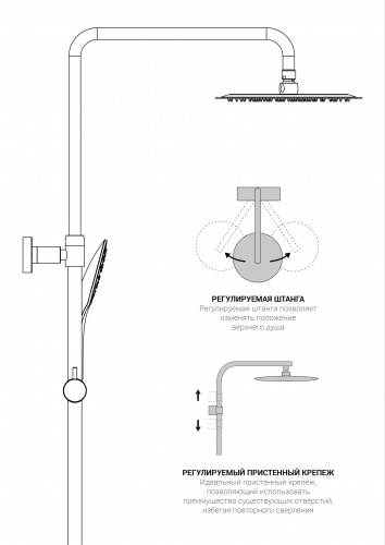 картинка Душевая стойка Next VSFS-1N0TGM термостатическая, вороненная сталь от магазина Сантехстрой
