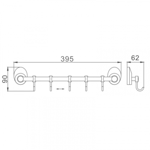картинка Планка с крючками для полотенец Haiba хром (HB1615-5) от магазина Сантехстрой