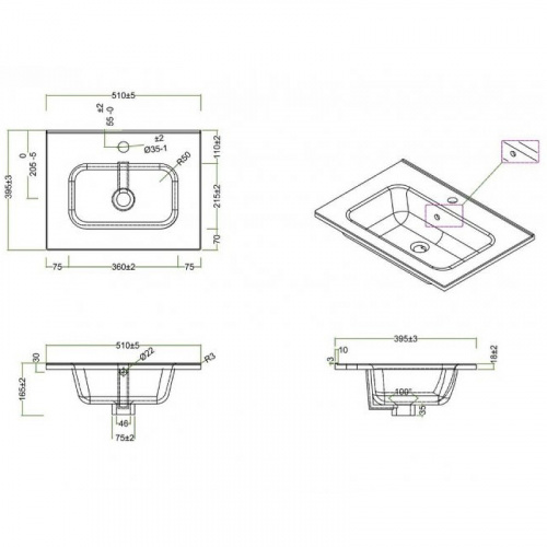 картинка Раковина BelBagno 51 BB500/390ETL Белая от магазина Сантехстрой