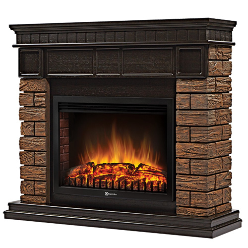 картинка Портал Firelight Bricks Wood 25 камень коричневый, шпон темный дуб от магазина Сантехстрой