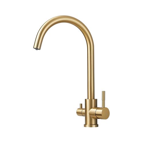 картинка Смеситель для кухни с подключением фильтра воды Haiba HB76819-5, матовое золото от магазина Сантехстрой