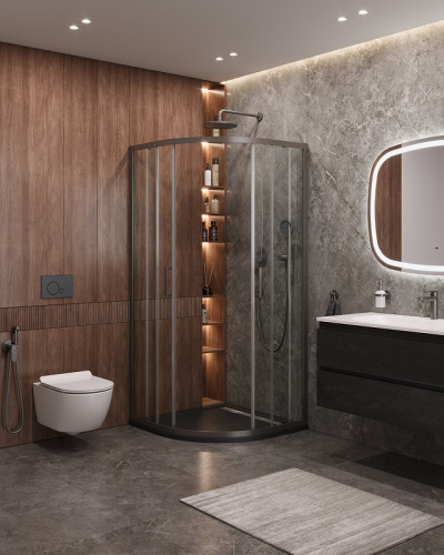 картинка Душевой уголок Cezares Molveno 100x100 MOLVENO-R-2-100-C-GM-IV профиль Оружейная сталь стекло прозрачное от магазина Сантехстрой