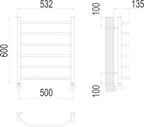 картинка Полотенцесушитель Terminus Виктория П6 500х600 от магазина Сантехстрой