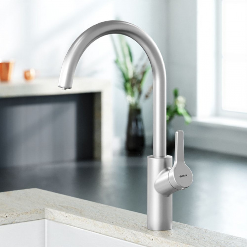 картинка 310721400  Eclipce смеситель для кухни, с фильтрацией C - излив, никель от магазина Сантехстрой