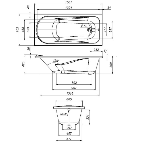 картинка W76A-150-070W-R Sense New, каркас в комплекте с монтажным набором 150х70 от магазина Сантехстрой