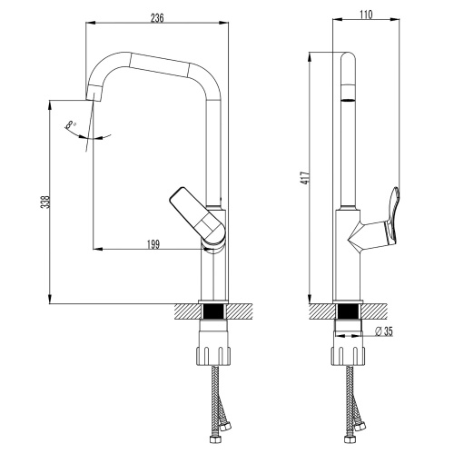картинка Смеситель для кухонной мойки Azario ABILITY высокий излив, керамический картридж, хром (AZ-VQR568073C) от магазина Сантехстрой