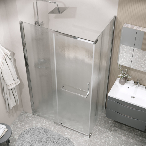 картинка Душевая перегородка 200.K33.03.80.10.02 Pragma (80*195) хром, стекло шиншилла, 1 место от магазина Сантехстрой