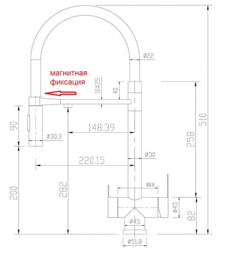 картинка Смеситель для кухни Zorg Magnit SZR-3030 Grafit от магазина Сантехстрой