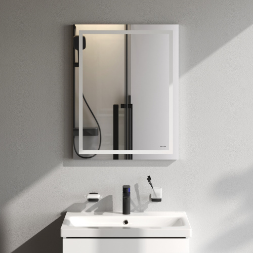 картинка M91AMOX0551WG Универсальное зеркало настенное с контурной LED-подсветкой, 55 см от магазина Сантехстрой