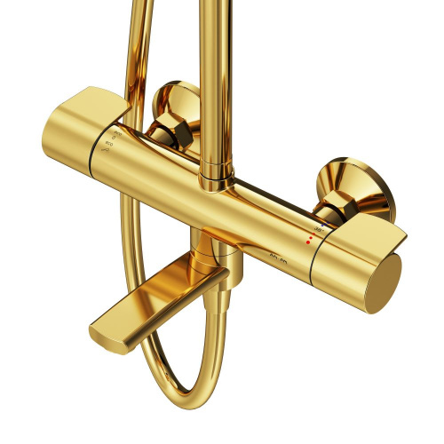 картинка F0785A599 X-Joy, душ.система:  см-ль д/ванны/душа с ТМС, душ.штанга,верх.душ 220мм, руч.душ, золото от магазина Сантехстрой